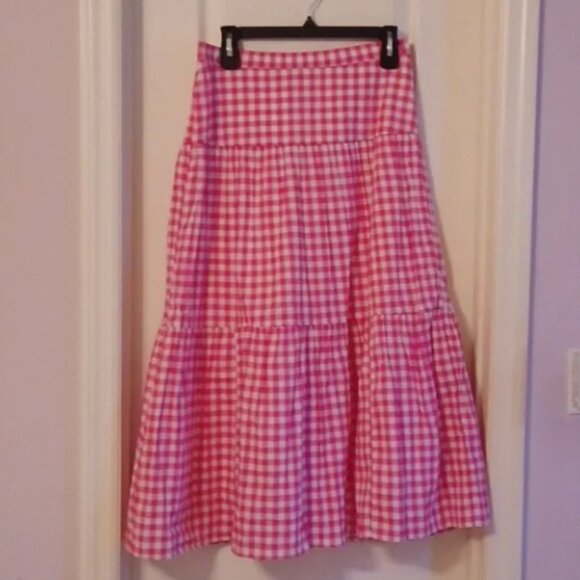 J. Crew Triple Tiered Gingham Skirt Style AL218 | Length:  33" - Picture 2 of 10